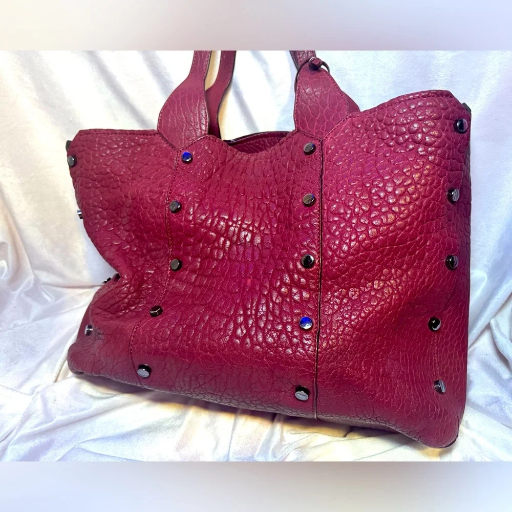 Jimmy Choo XL Tote Lockett -RARE-Cerise-Pebbled Leather AUTHENTIC JIMMY CHOO - Picture 6 of 16